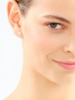 Kolczyki z żółtego złota z diamentami - 0,02 ct - próba 375