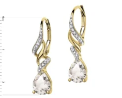 Kolczyki z żółtego złota z diamentami i topazami białymi - próba 585