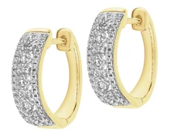 Kolczyki z żółtego złota z diamentami - koła - 0,25 ct - próba 585