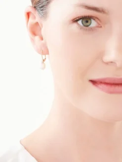 Kolczyki z żółtego złota z diamentami i perłami - próba 375