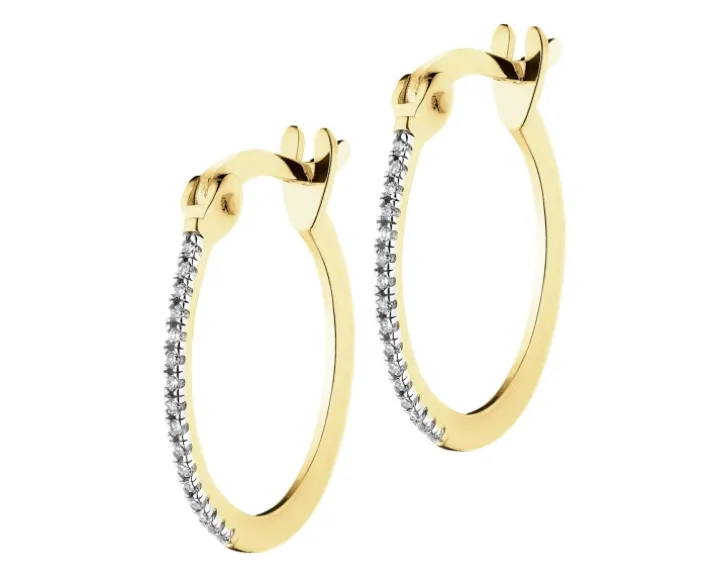 Kolczyki z żółtego złota z diamentami - koła - 0,04 ct - próba 375