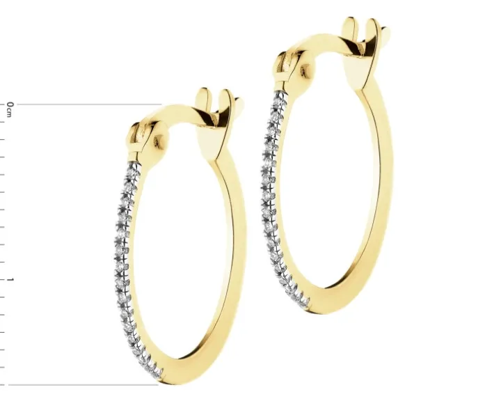 Kolczyki z żółtego złota z diamentami - koła - 0,04 ct - próba 375