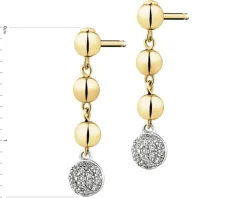 Kolczyki z żółtego złota z diamentami -  kulki - 0,09 ct - próba 375