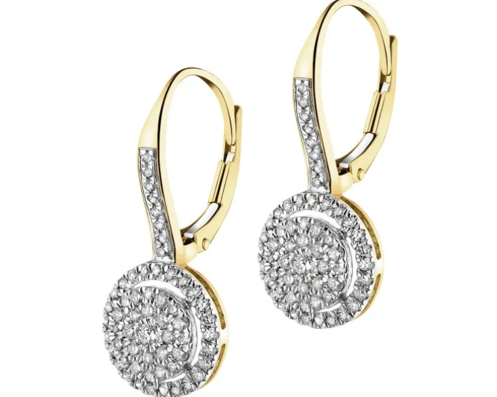 Kolczyki z żółtego złota z diamentami - 0,50 ct - próba 585