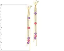 Kolczyki z żółtego złota z diamentami, turmalinami i ametystami - próba 375