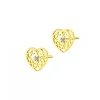 Kolczyki z żółtego złota z diamentami - serca - 0,01 ct - próba 375