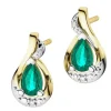 Kolczyki z żółtego złota z diamentami i szmaragdami - próba 585