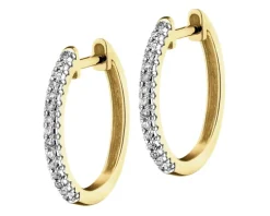 Kolczyki z żółtego złota z diamentami - koła - 0,08 ct - próba 585