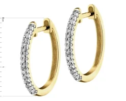 Kolczyki z żółtego złota z diamentami - koła - 0,08 ct - próba 585
