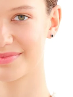 Kolczyki z żółtego złota z diamentami i szafirami - próba 585