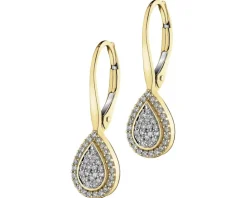 Kolczyki z żółtego złota z diamentami - 0,21 ct - próba 585