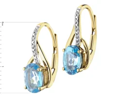 Kolczyki z żółtego złota z diamentami i topazami - próba 375