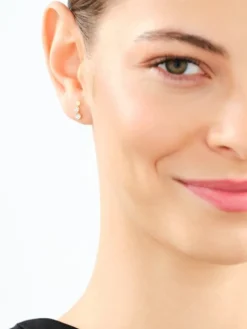 Kolczyki z żółtego złota z diamentami - 0,03 ct - próba 375