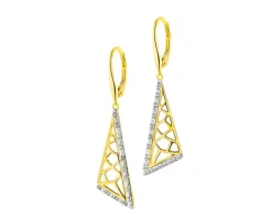 Kolczyki z żółtego złota z diamentami - 0,08 ct - próba 585