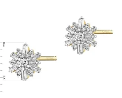 Kolczyki z żółtego złota z diamentami - 0,15 ct - próba 585