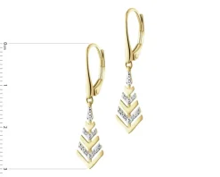 Kolczyki z żółtego złota z diamentami - 0,03 ct - próba 585
