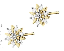 Kolczyki z żółtego złota z diamentami - 0,006 ct - próba 585