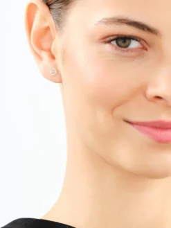 Kolczyki z żółtego złota z diamentami - 0,006 ct - próba 585