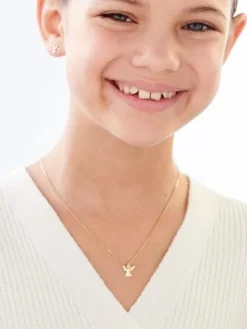 Kolczyki z żółtego złota z diamentami - aniołki - 0,004 ct - próba 375