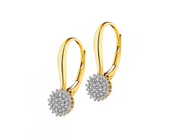 Kolczyki z żółtego złota z diamentami - 0,18 ct - próba 585