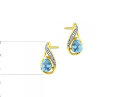 Kolczyki z żółtego złota z diamentami i topazami - próba 375