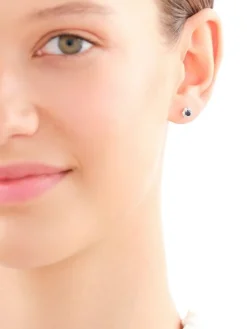 Kolczyki z żółtego złota z diamentami i szafirami - próba 585