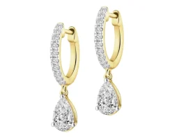 Kolczyki z żółtego złota z diamentami laboratoryjnymi - 1,28 ct - próba 585