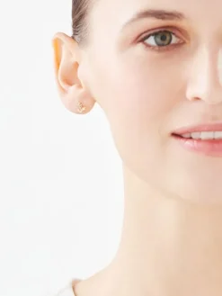 Kolczyki z żółtego złota z diamentami - róże - 0,006 ct - próba 585