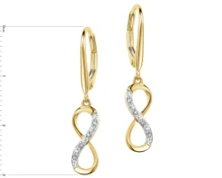 Kolczyki z żółtego złota z diamentami - nieskończoność - 0,03 ct - próba 375