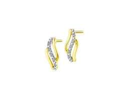 Kolczyki z żółtego złota z diamentami - 0,02 ct - próba 585