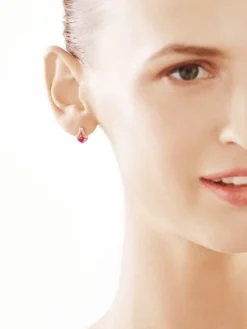 Kolczyki z żółtego złota z diamentami i rubinami - próba 585