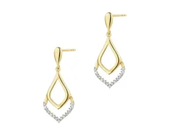Kolczyki z żółtego złota z diamentami - 0,10 ct - próba 585