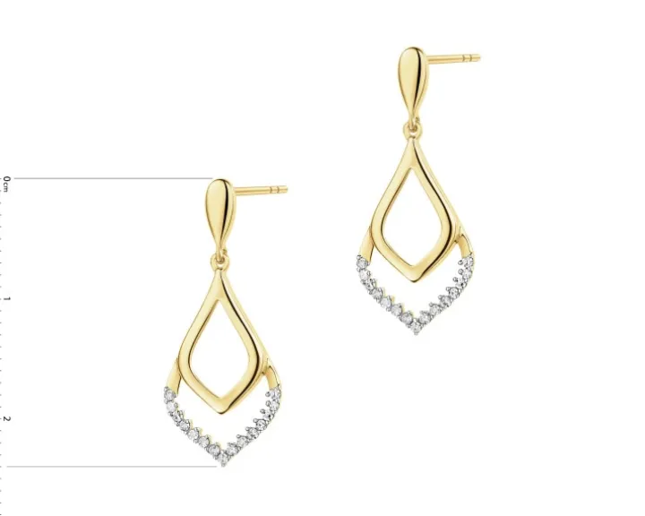 Kolczyki z żółtego złota z diamentami - 0,10 ct - próba 585