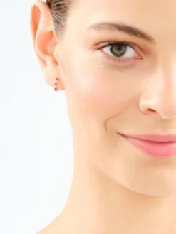 Kolczyki z żółtego złota z diamentami i rubinami - próba 375