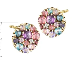 Kolczyki z żółtego złota z diamentami, kamieniami szlachetnymi i ozdobnymi - próba 585
