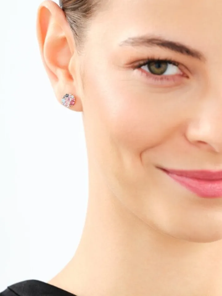 Kolczyki z żółtego złota z diamentami, kamieniami szlachetnymi i ozdobnymi - próba 585