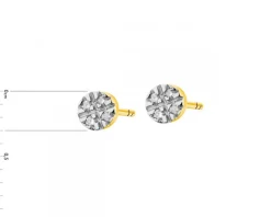 Kolczyki z żółtego złota z diamentami - 0,01 ct - próba 585