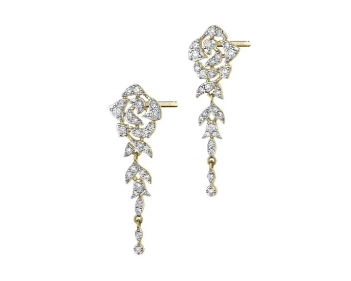 Kolczyki z żółtego złota z diamentami - 0,56 ct - próba 585