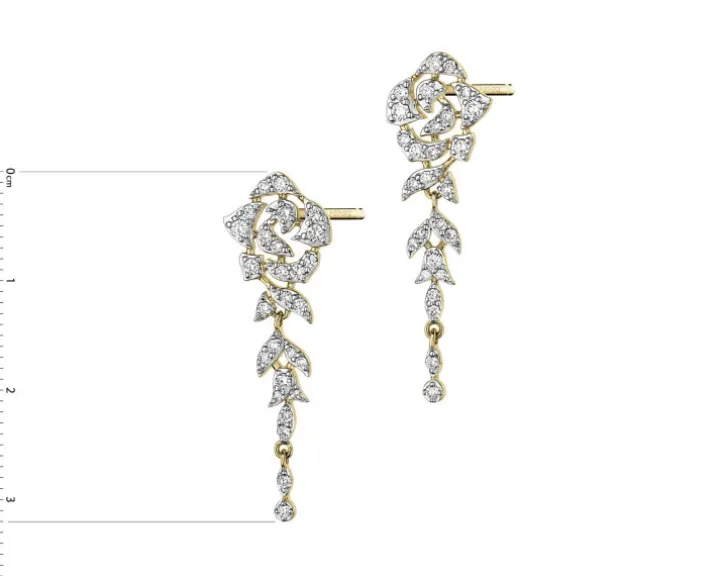 Kolczyki z żółtego złota z diamentami - 0,56 ct - próba 585