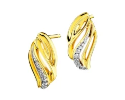 Kolczyki z żółtego złota z diamentami - 0,04 ct - próba 585