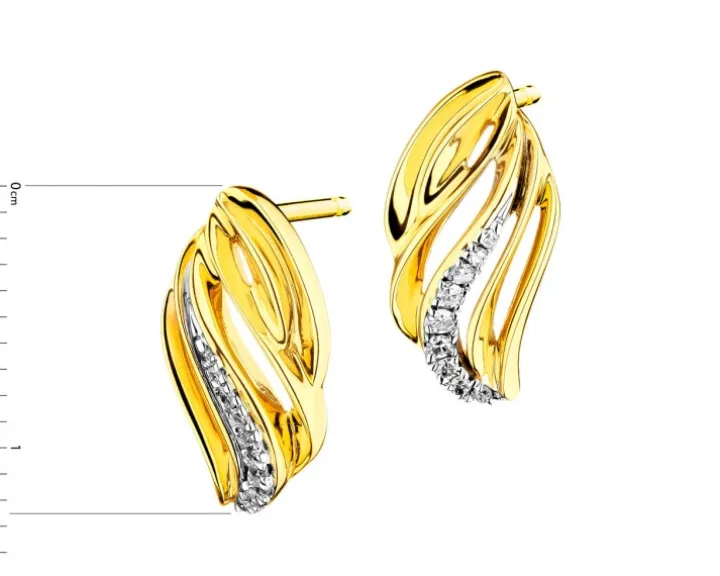 Kolczyki z żółtego złota z diamentami - 0,04 ct - próba 585