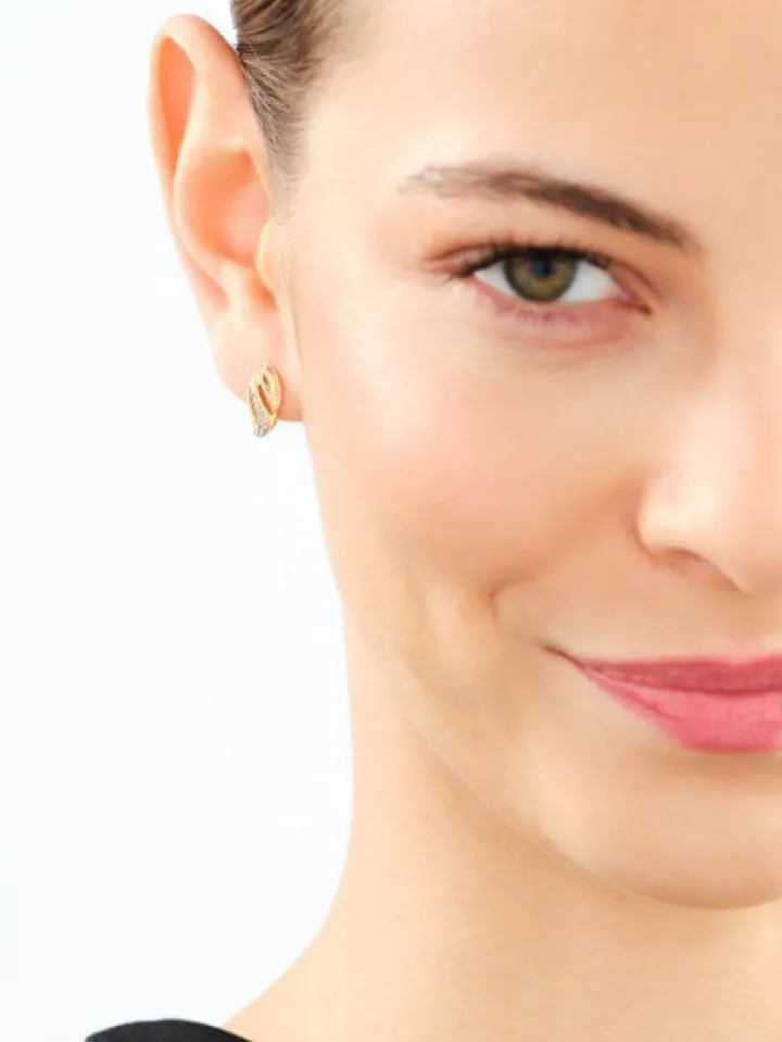 Kolczyki z żółtego złota z diamentami - 0,04 ct - próba 585