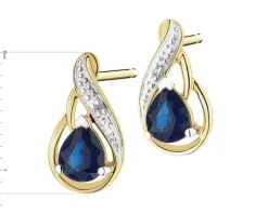 Kolczyki z żółtego złota z diamentami i szafirami - próba 375
