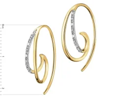Kolczyki z żółtego złota z diamentami - 0,02 ct - próba 375