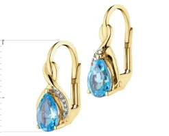 Kolczyki z żółtego złota z diamentami i topazami - próba 375