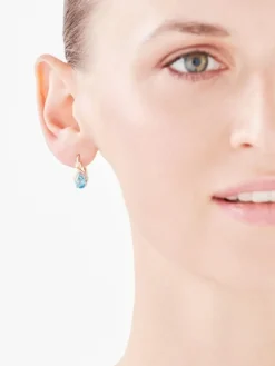 Kolczyki z żółtego złota z diamentami i topazami - próba 375