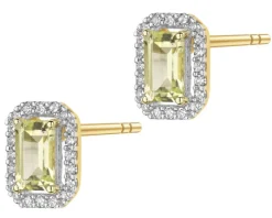 Kolczyki z żółtego złota z diamentami i kwarcami Lemon - próba 585