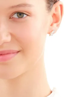 Kolczyki z żółtego złota z diamentami i masą perłową - motyle - próba 585