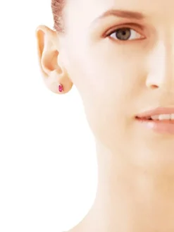 Kolczyki z żółtego złota z diamentami i rubinami - próba 375