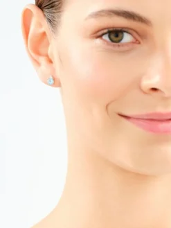 Kolczyki z żółtego złota z diamentami i topazami - próba 585